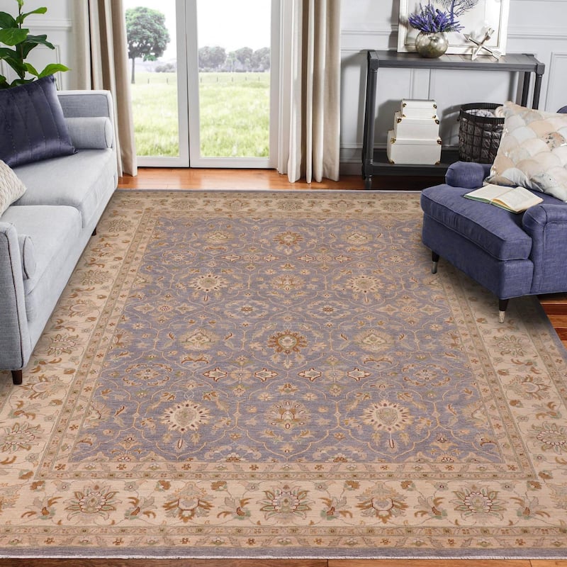 Bohemian Ziegler Anabel Gray Beige Hand-Knotted Wool Rug - 9'9'' x 13'7''