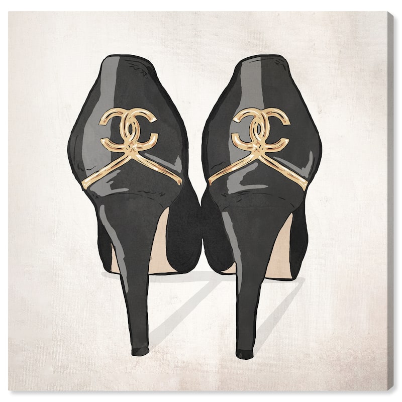 Wynwood Studio Prints Fashion and Glam Girls Favorite Pair Revamp Black and Metallic Gold Glam Wall Art Canvas Print