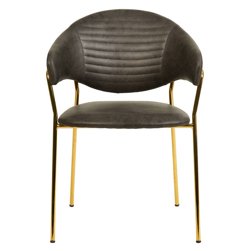 LeisureMod Set of 2 Bella Modern Dining Chair Upholstered in Leather or Velvet & Gold Base for Home Office Kitchen