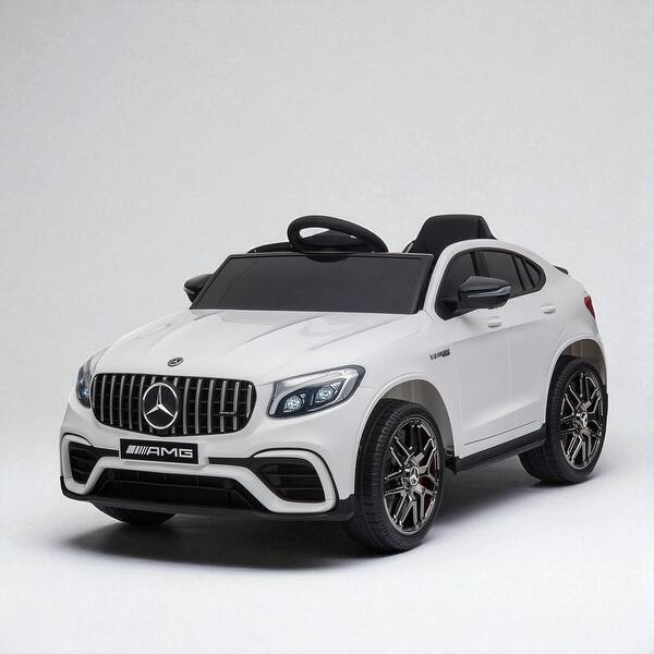 slide 2 of 21, 12V Mercedes-Benz AMG GLC63S Coupe Kids Ride-On Car with Remote Control, MP3 Player, Lights, Horn, 2 Speeds, for Ages 3-6 White