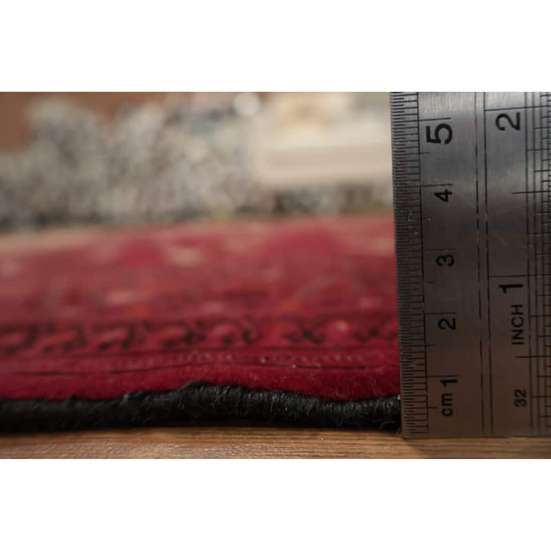 Hand Knotted Oriental 100% Wool Carpet Traditional Geometric Red Bokhara Area Rug - 5' 11'' X 4' 4''