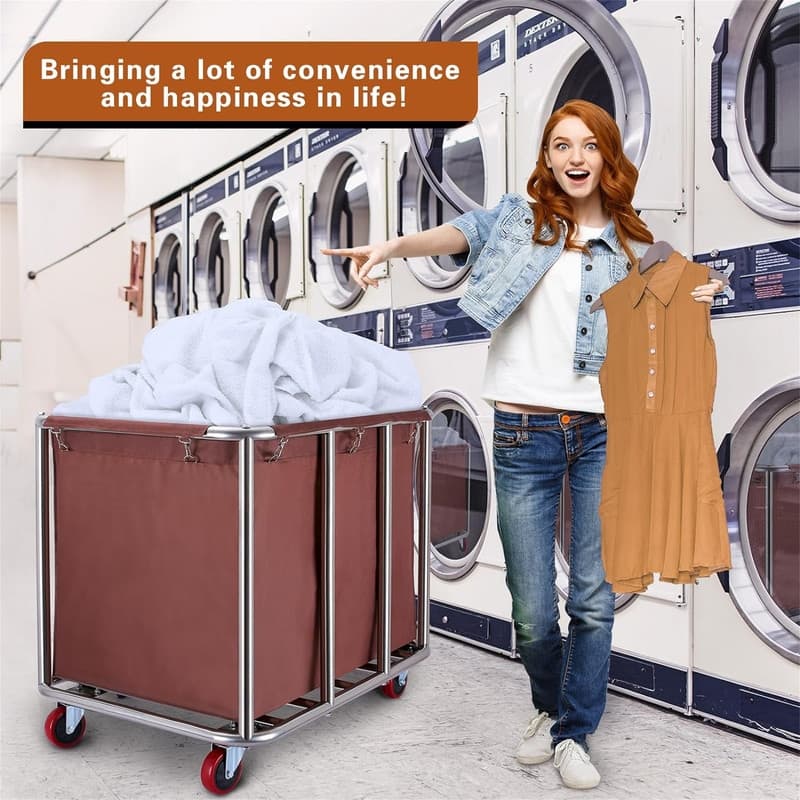 400L Large Laundry Basket with Wheels - 35.4"D x 25.6"W x 31.5"H