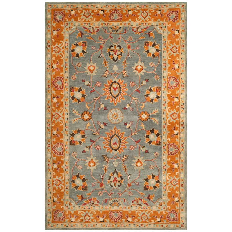 SAFAVIEH Handmade Heritage Liana Traditional Oriental Wool Rug - 5' x 8' - Blue/Orange