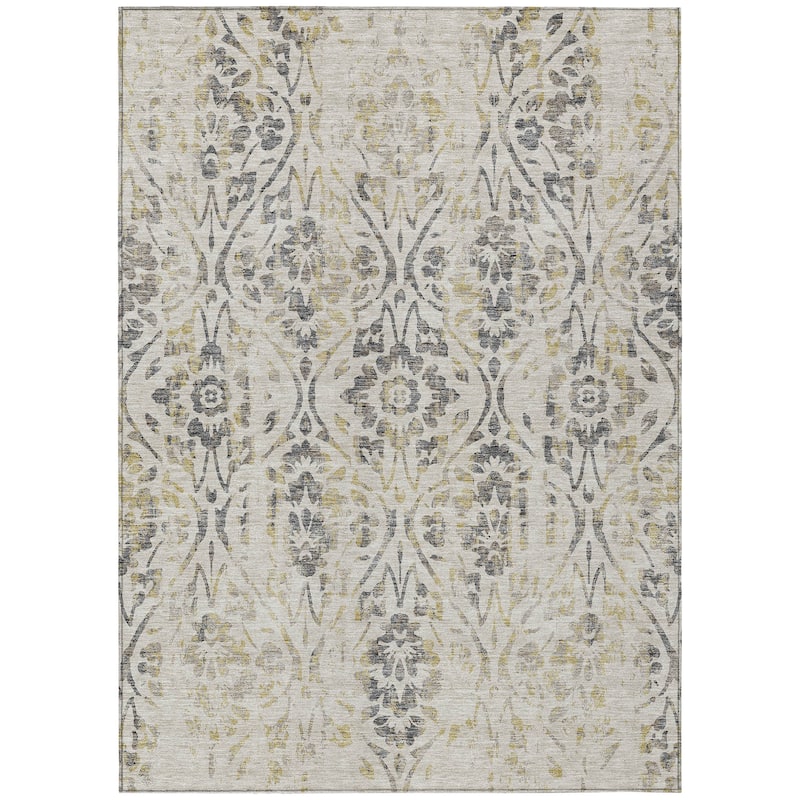 Machine Washable Indoor/ Outdoor Chantille Distressed Traditional Rug