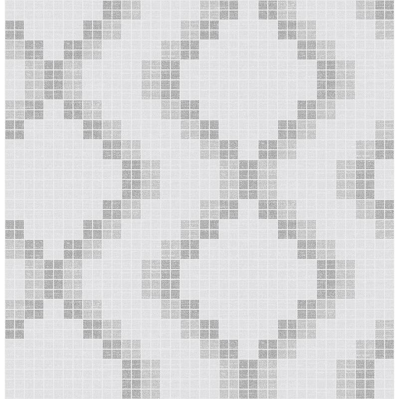 A-Street Prints Mosaic Grey Grid Wallpaper