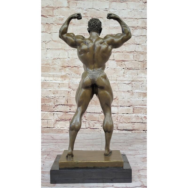 Strong Iron Man Bodybuilder Athlete Male Muscular Figure Bronze Sculpture Statue Trophy