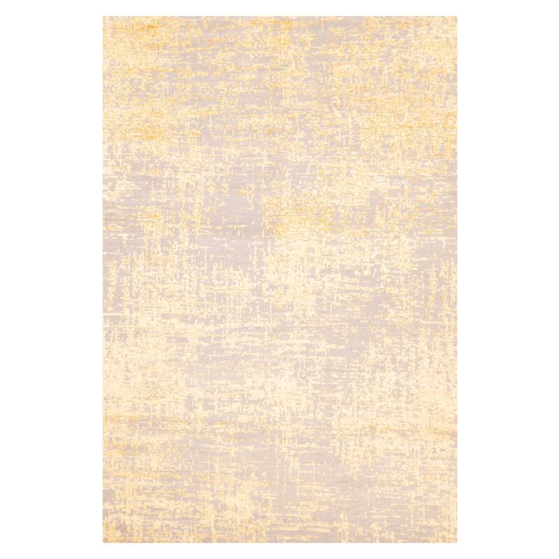 ECARPETGALLERY Hand-knotted Elysian Light Gold Viscose, Wool Rug - 6'6 x 9'8