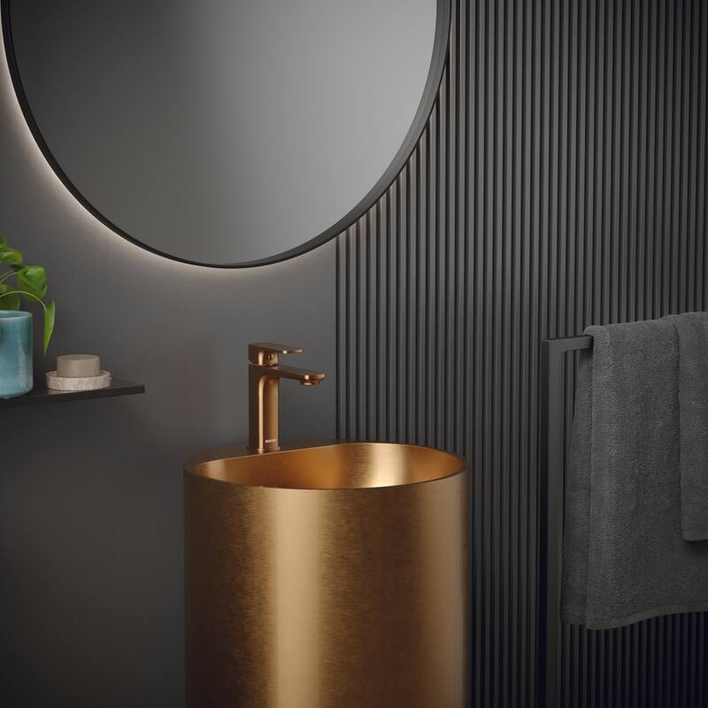 Karran Cinox Stainless Steel Round Pedestal Sink