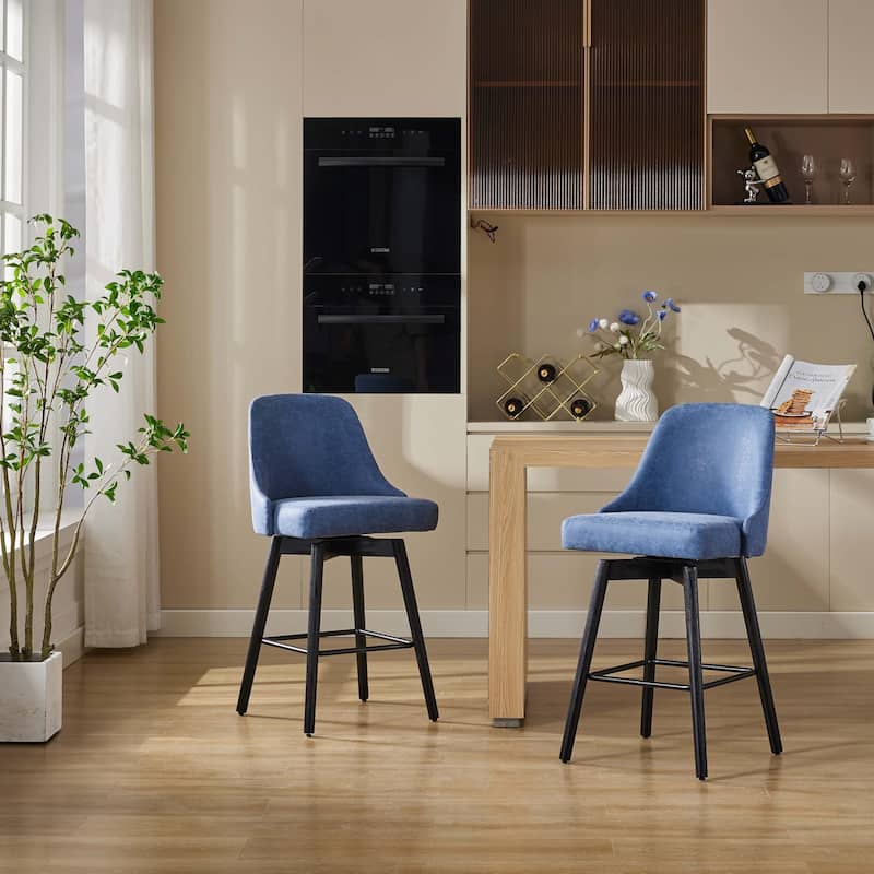 26" Counter Height Swivel Barstool Set of 2 - Blue