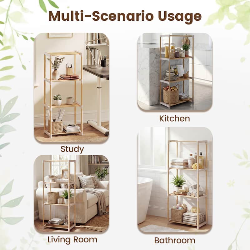 Gymax 2PCS 4-Tier Bookshelf w/Open Shelves Freestanding Storage