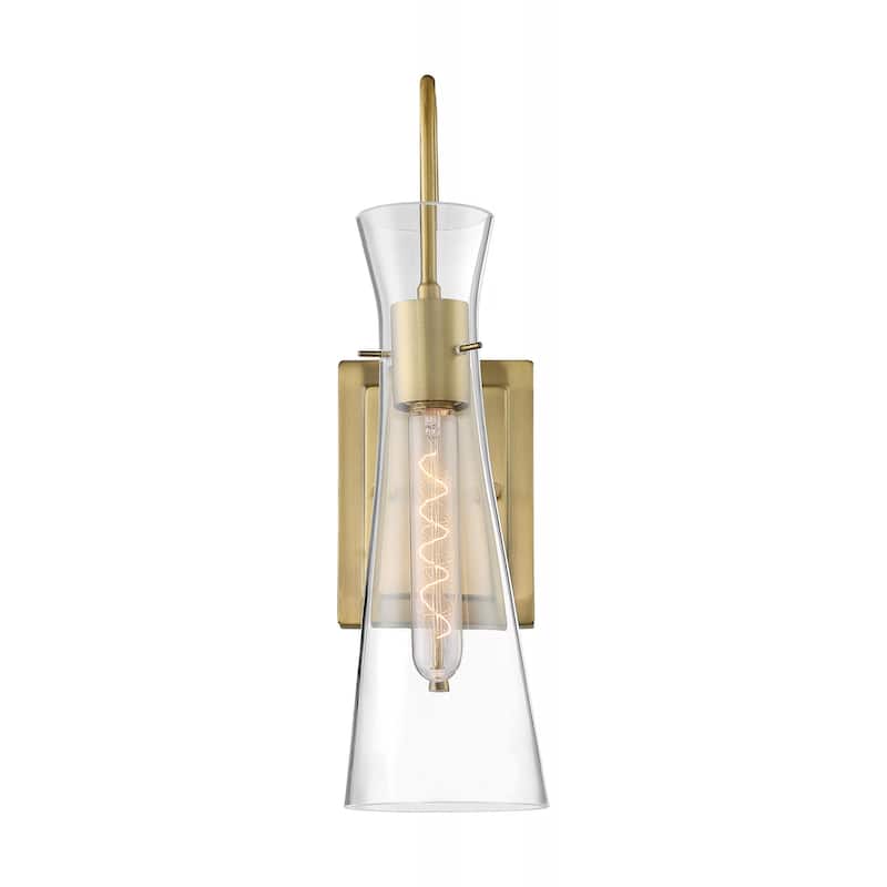 Bahari - 1 Light Sconce with Clear Glass - Vintage Brass Finish