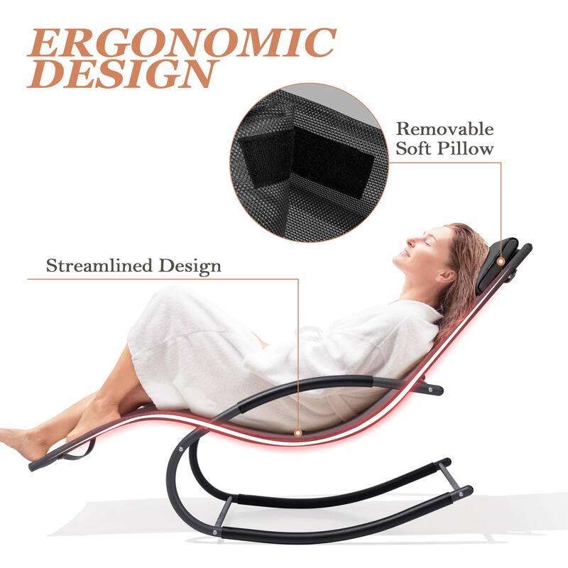 Outdoor Patio Rocking Chairs Curved Rocker Chaise Lounge Chairs (Set of ...