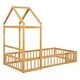 preview thumbnail 7 of 15, Twin Size Wooden Bed with Detachable House Headboard, Fence Railings, and Integrated Kids Dress-Up Rack