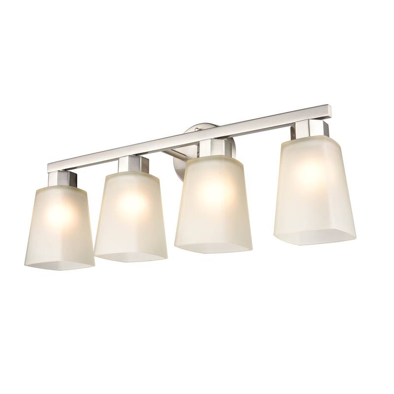 Millennium Lighting Coley 4 Light Vanity Fixture in Brushed Nicekl or Matte Black with Frost Glass Shades