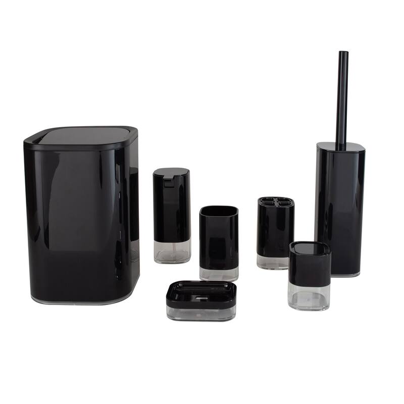 Bath Bliss 6 Piece Acrylic Bathroom Set in Black - Black