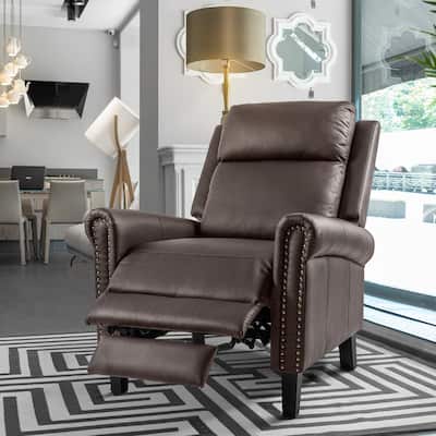 Moasis Recliner Massage Sofa PU Fabric Reclining Chair Brown Home Theater Seating