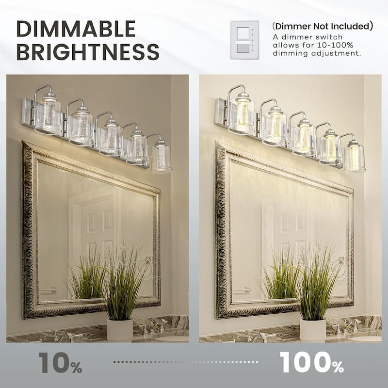 5-Light LED Bathroom Lights, Wall Sconces with 3 Colors Modes (3000K/4000K/5000K)