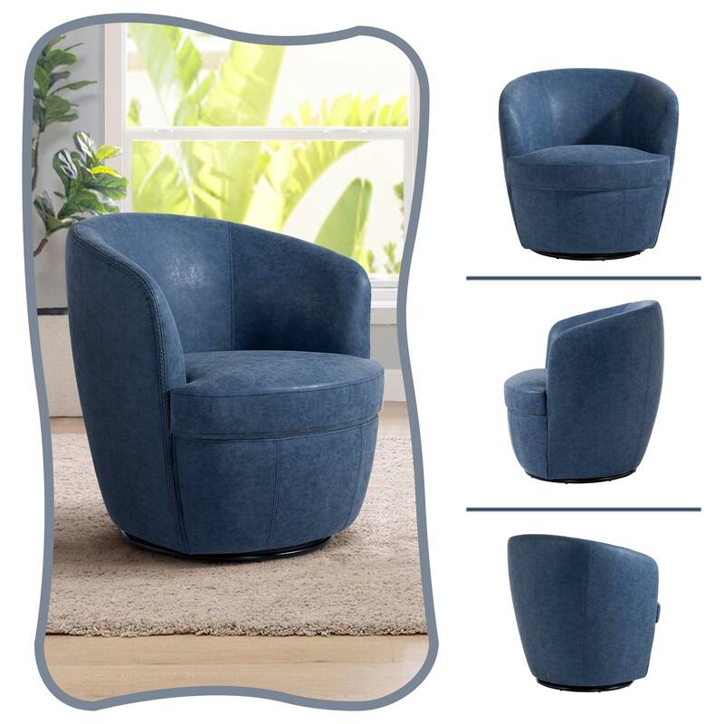 PU Leather Swivel Accent Chair Barrel Chair