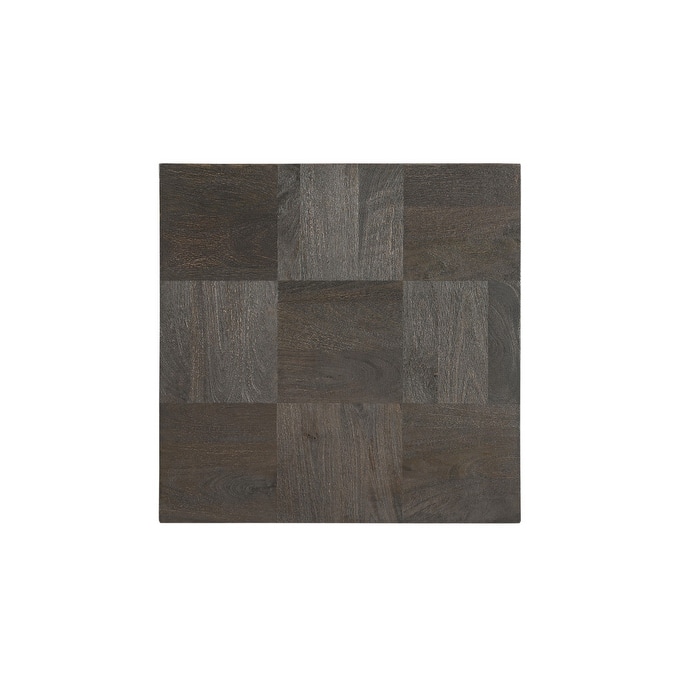 HomeRoots 22" Gray Distressed Solid Wood Square Block End Table