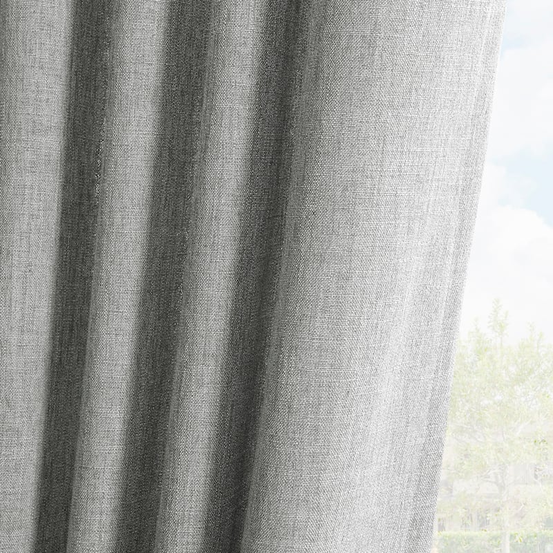 Exclusive Fabrics Basic Faux Linen Curtain Pair - 2 Panels - Light Filtering Window Curtains