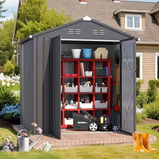 AECOJOY Outdoor Metal Storage Shed with Lockable Door