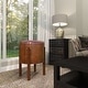 preview thumbnail 8 of 15, Brown Teak Wood Handmade Upholstered Leather Stool with Wood Legs