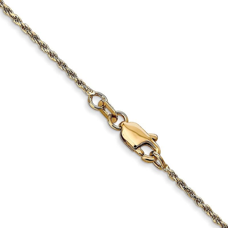 Curata 10k Yellow or White Gold Solid 1.2mm Diamond-cut Rope Chain Bracelet - 7" or 8"