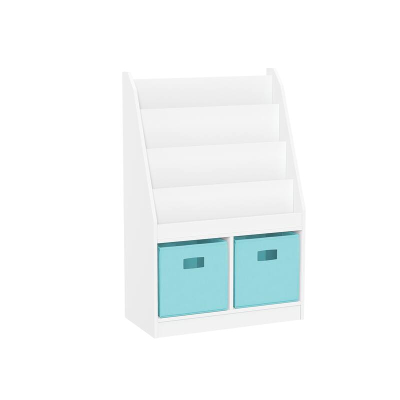 RiverRidge Kids Bookshelf and Toy Storage Organizer with 4 Racks and 2 Cubbies for Playroom, Nursery