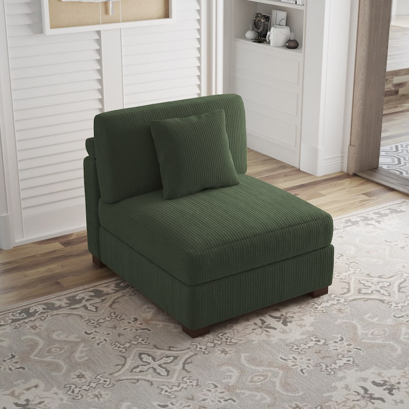 Corduroy Couch Modular Sectional Sofa with Pillows