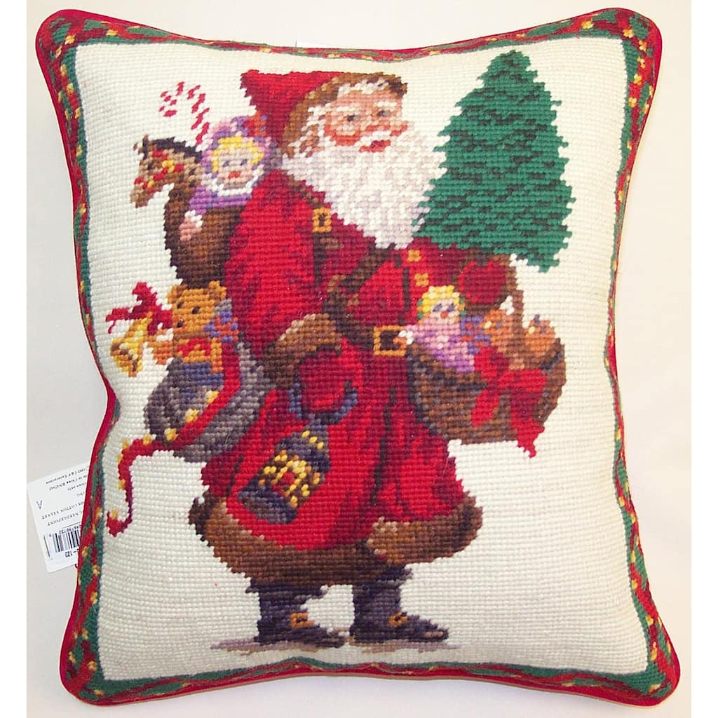 Christmas 12" x 14" Toy Bag Needlepoint Pillow