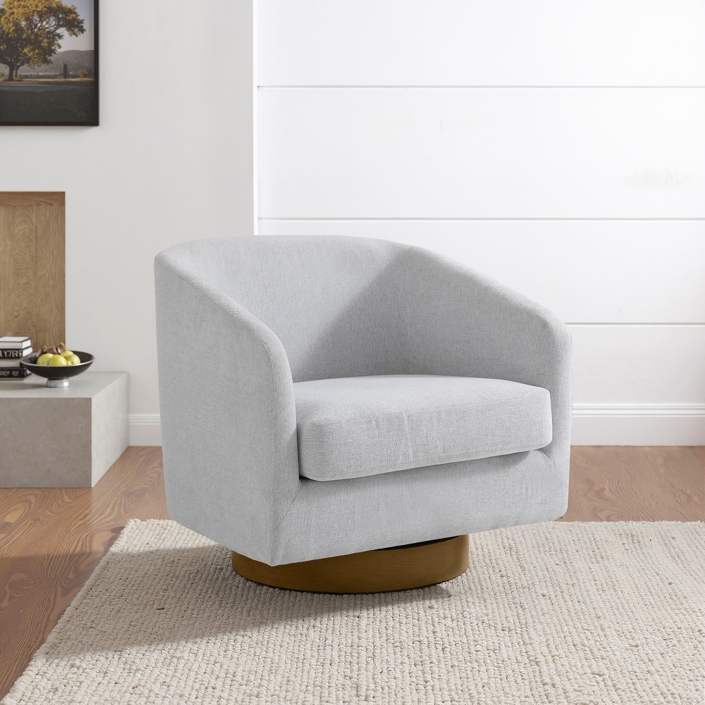 2 Set 360-Degree Swivel Fabric Accent Chairs Leather Barrel Armchairs