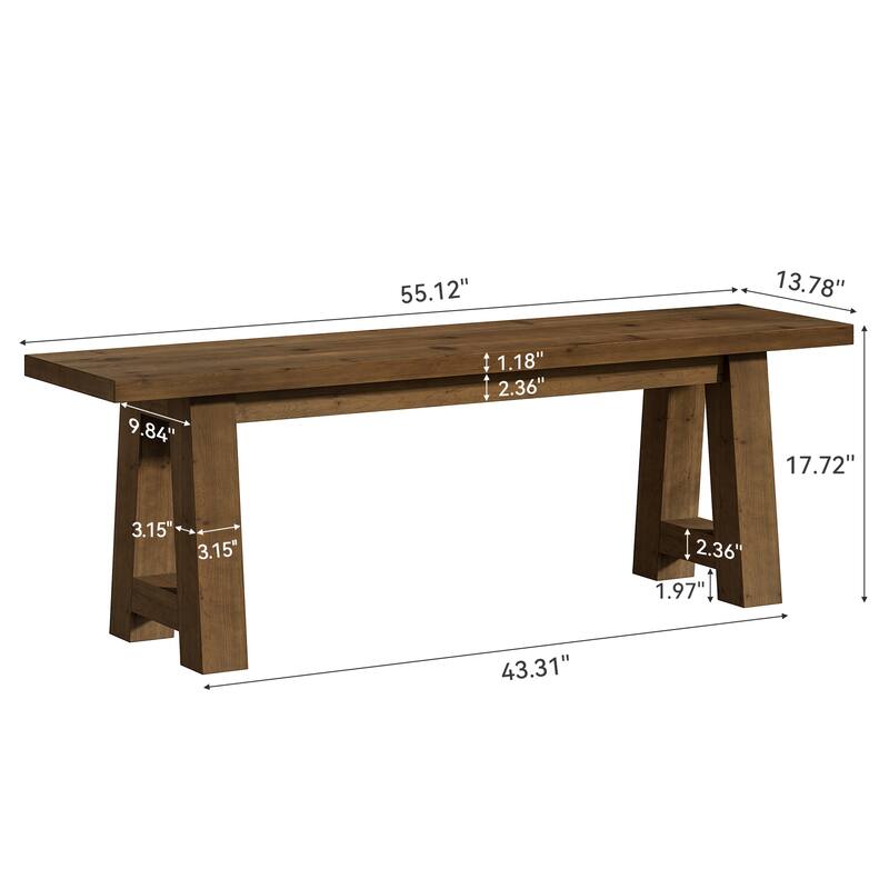55.12 Inch Farmhouse Entryway Bench Indoor for Hallway