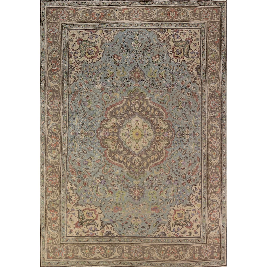 Medallion Tabriz Persian Area Rug Bedroom Hand-Knotted Wool Carpet - 8'6"x 11'8"