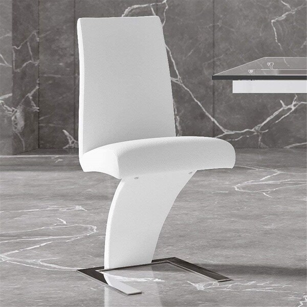Modern Mesa Dining Chair in White Leatherette and Stainless Steel 