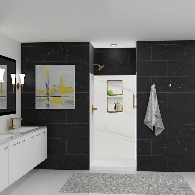 Transolid LWK363672 Lusso 72" H x 36" W x 36" D Three Wall Alcove - Palladio White