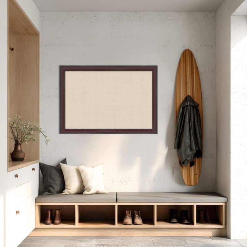 Amanti Art Framed Fabric Pinboard Natural Linen Printed Bulletin Board