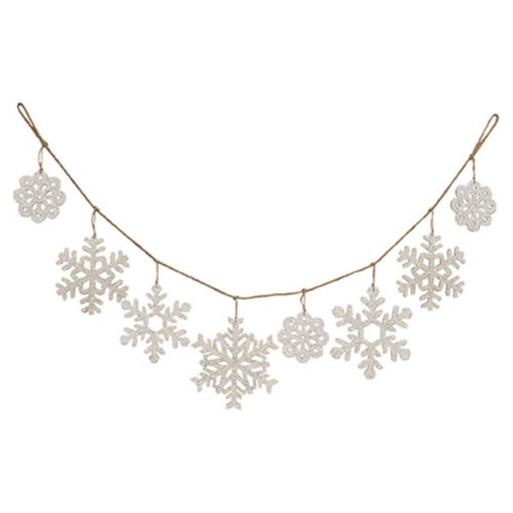 Glittered Snowflake Garland 4 Ft Winter Wall or Mantel Decor