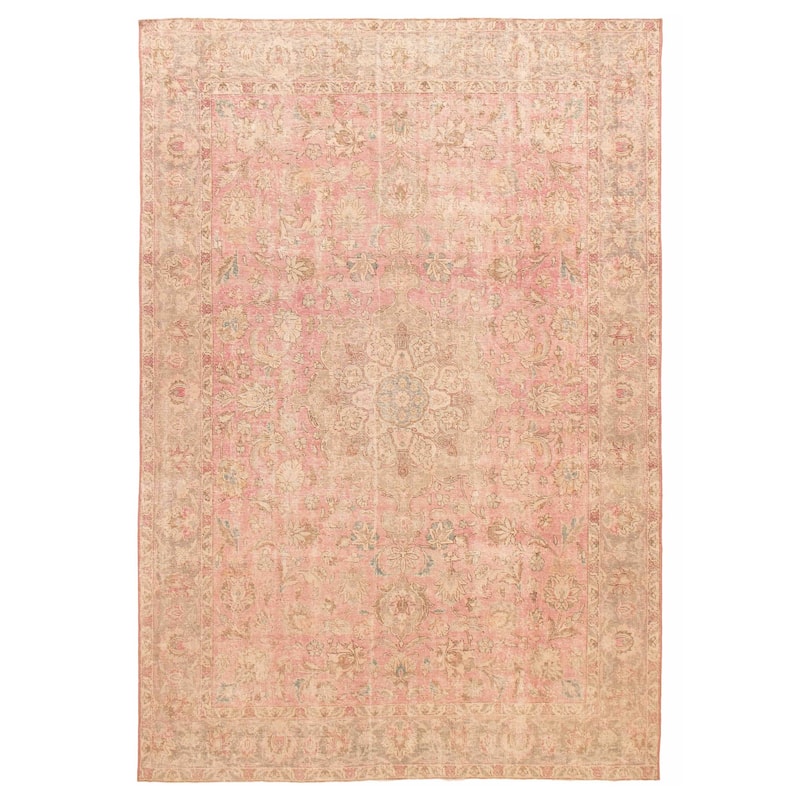 ECARPETGALLERY Hand-knotted Antalya Vintage Dark Pink Wool Rug - 8'0 x 11'10 - Dark Pink - 8'0 x 11'10
