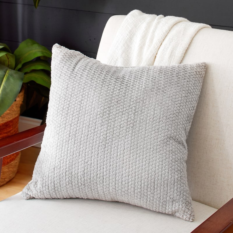 Sorra Home Velvet Shimmer Single Indoor Textured Knife Edge Square Pillow - 20 in - Sutherland Dove