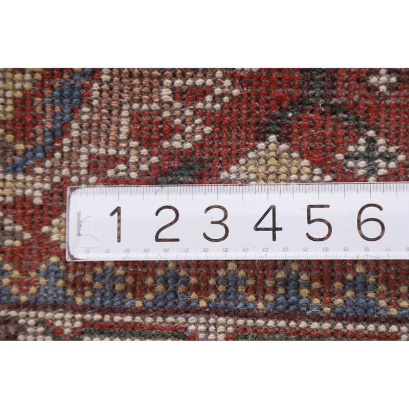 Geometric Red Kazak Indian Runner Rug Handmade Wool Carpet - 2'5"x 7'10"