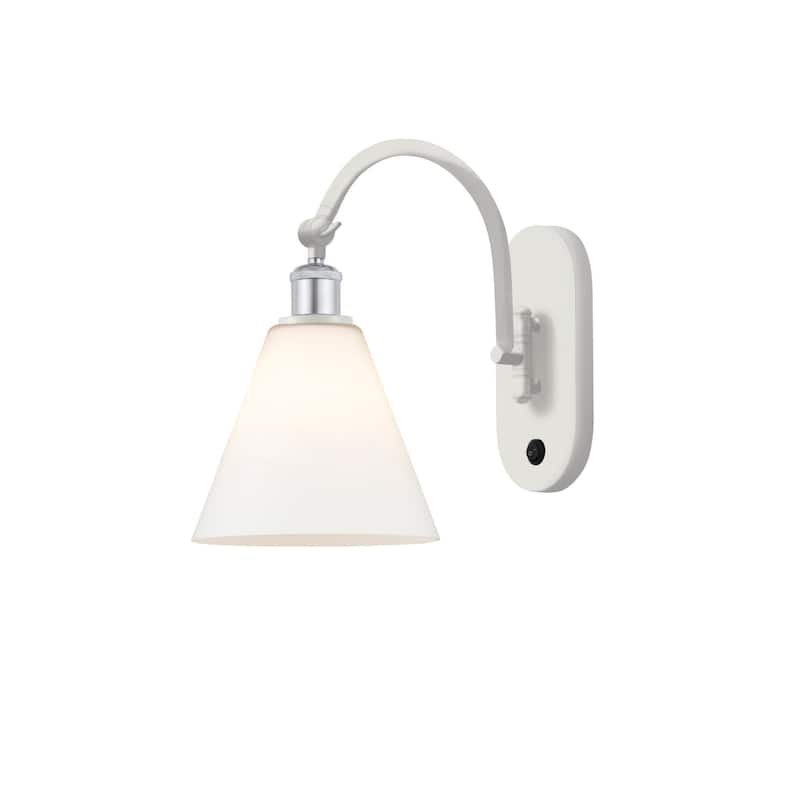Innovations Lighting 518-1W-14-8 Berkshire Sconce Berkshire 14" Tall - White and Polished Chrome / Matte White