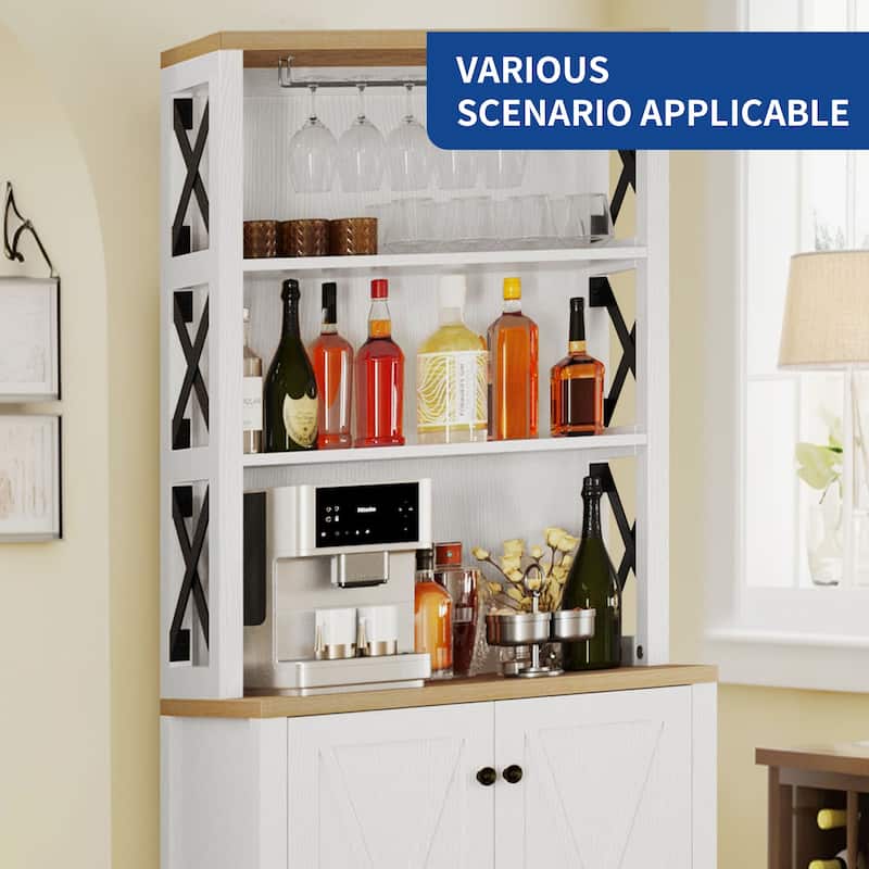 Bar Cabinet for Liquor and Glasses Dining Kitchen Cabinet with Wine Rack