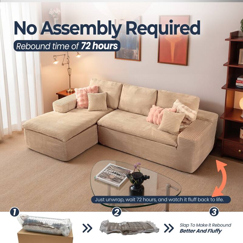 HOOOWOOO Modern Upholstered Fabric Sectional Sofa with Chaise