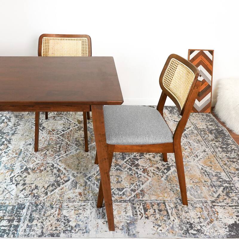 Katy Mid-Century Upholstered Fabric Dining Chair (Set of 2)