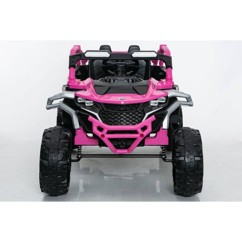 Magenta Kids Ride On Truck with Remote Control, Electric ATV Off-Road Toy Car with Openable Doors & Music