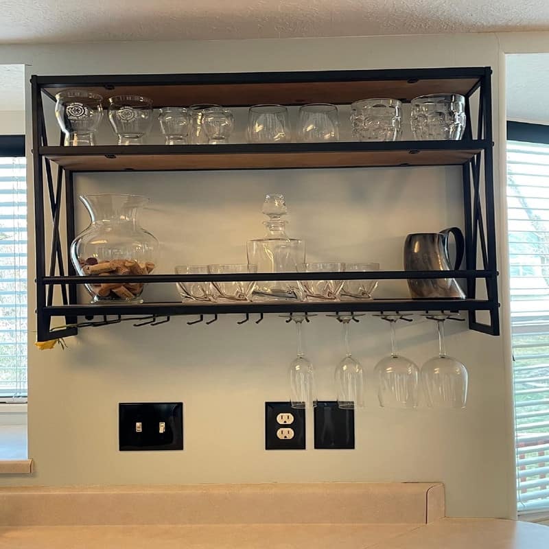 Industrial Wine Rack Wall Mounted - 31.5"D x 7.87"W x 24.4"H