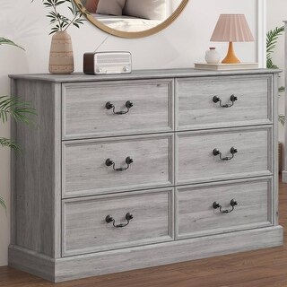 Rustic 6 Drawer Tall Double Dresser, Storage Cabinet - Bed Bath ...