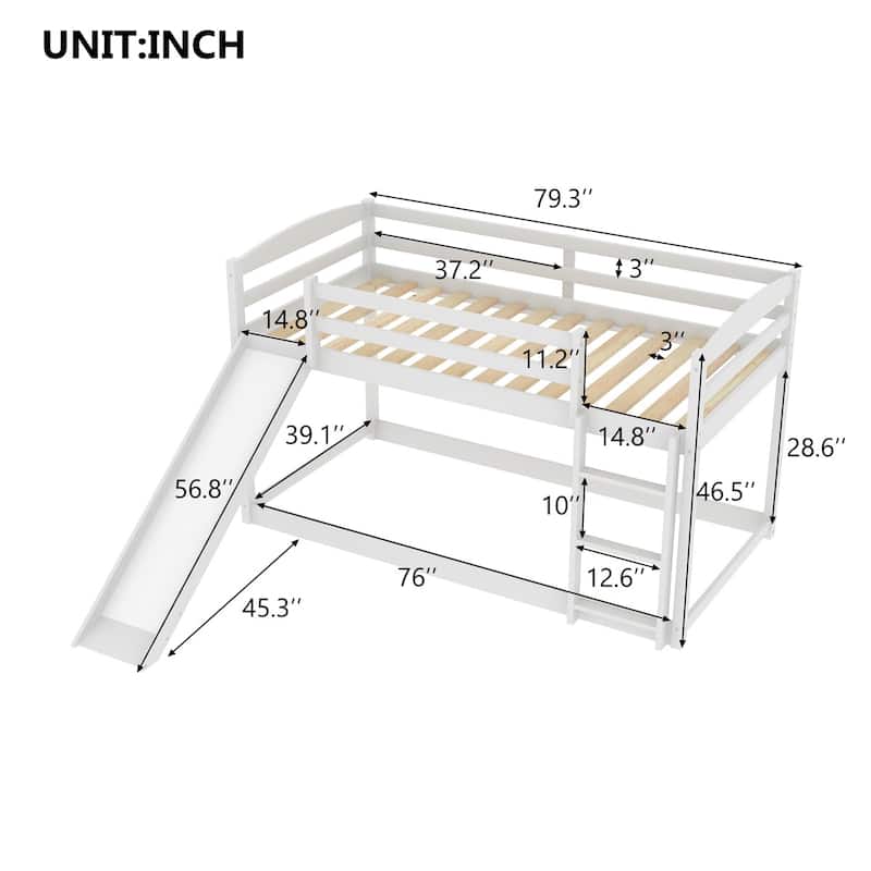 Merax Wood Twin over Twin Bunk Bed with Slide and Ladder for Kids