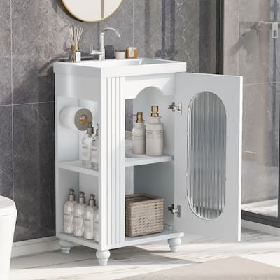 20" Bathroom Vanity with Sink, Two-tier Shelf and Adjustable Shelf