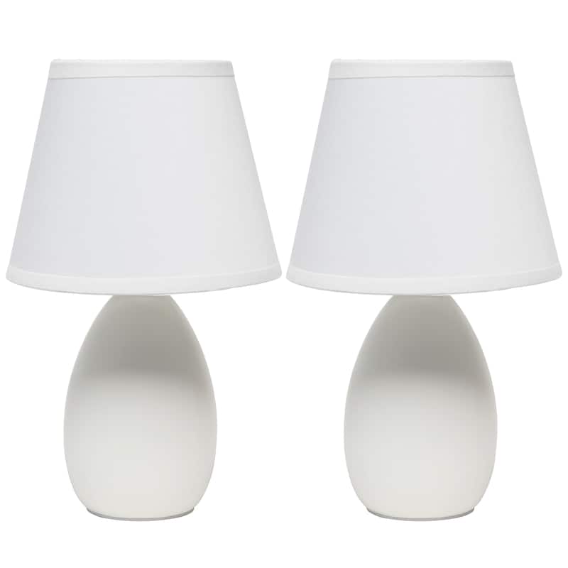 9.45" Petite Oblong Lamp 2 Pack Set w Matching Fabric Shade
